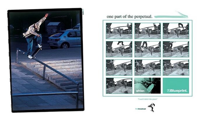 Paul Shier – 'First Broadcast' era Blueprint Skateboards ad.