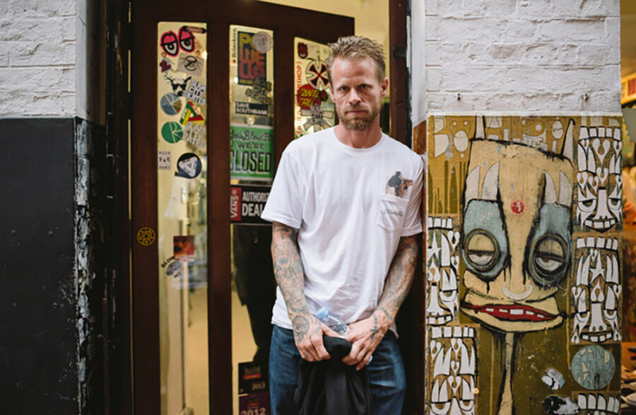 Anthony Van Engelen outside Slam City Skates in Covent Garden, London. photo: Maksim Kalanep