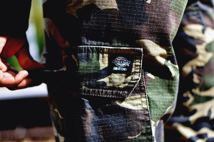 Close up on the Dickies X Slam City Skates New York Cargo Pant.