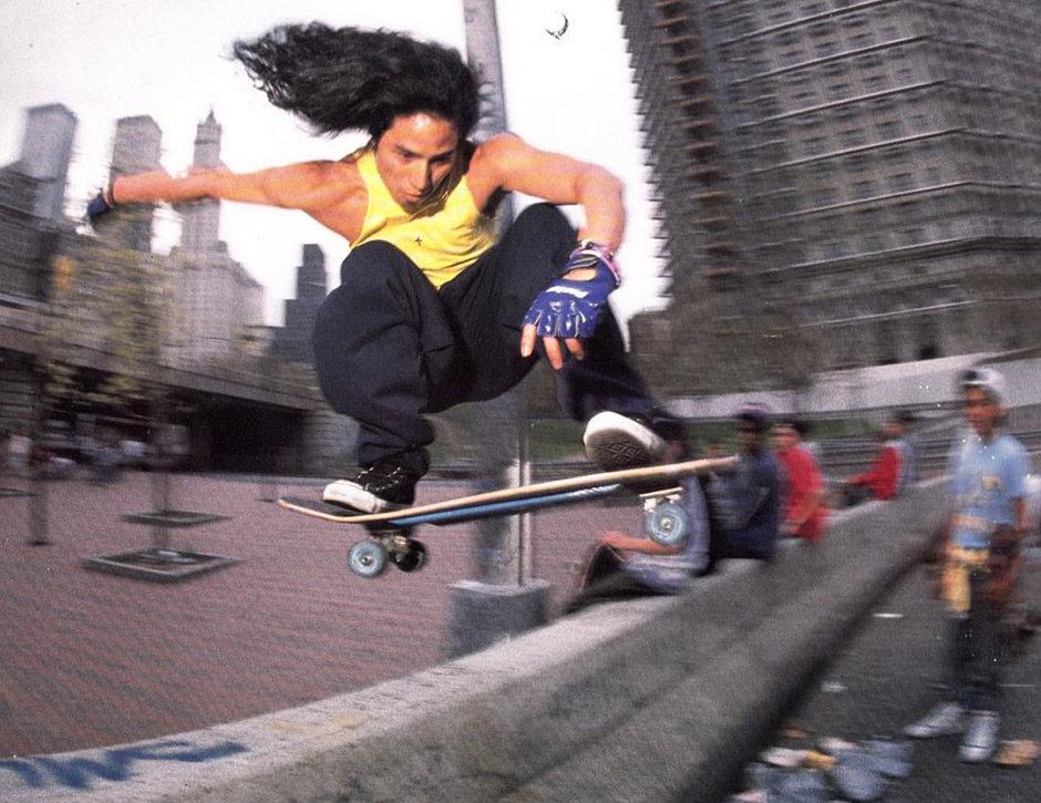 Eli Morgan Gesner Interview for Slam City Skates. Christian Hosoi ollies the wall at the Brooklyn Banks shot by Kevin Thatcher