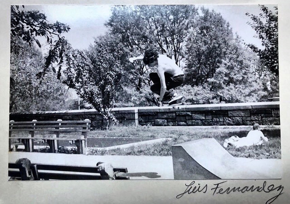 Eli Morgan Gesner Interview for Slam City Skates. Eli flies out of a jump ramp in Riverside Park. Photo: Luis Fernandez