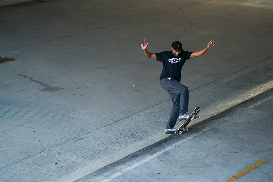 Ray frontside bluntslides on home turf shortly after this interview. Photo: Anthony Acosta