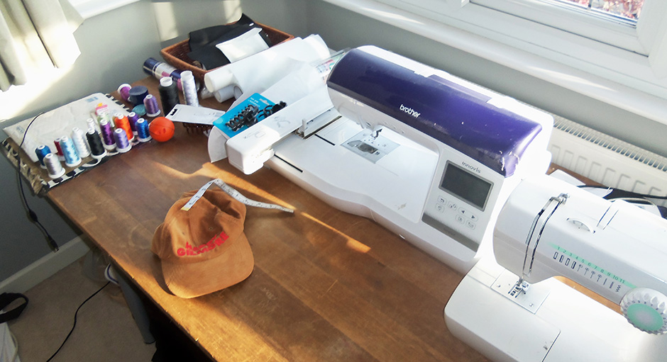 The tools of the trade. The embroidery machine which spawned alcohol blanket