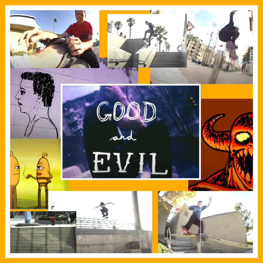 Collage by Tom K featuring stills from Toy Machine's 2004 video 'Good & Evil' | Offerings: Tom Karangelov Interview | Slam City Skates