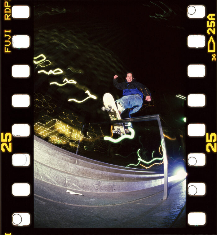 Chris Keefe – Frontside Boardslide - NYC - 1996 - Benjamin Deberdt's New York – An Interview – Slam City Skates