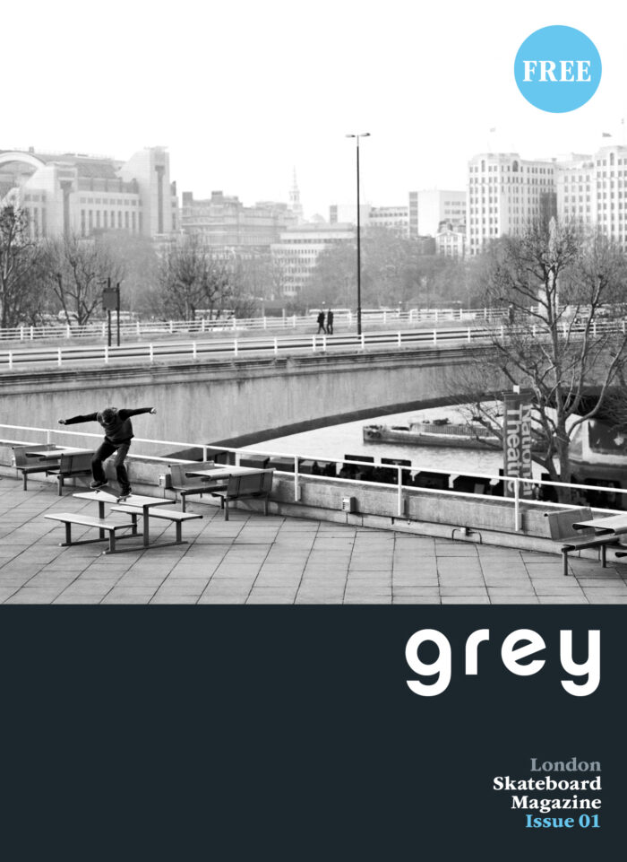 The cover Grey Skate Mag Issue #1 featuring Nick Jensen shot by Henry Kingsford