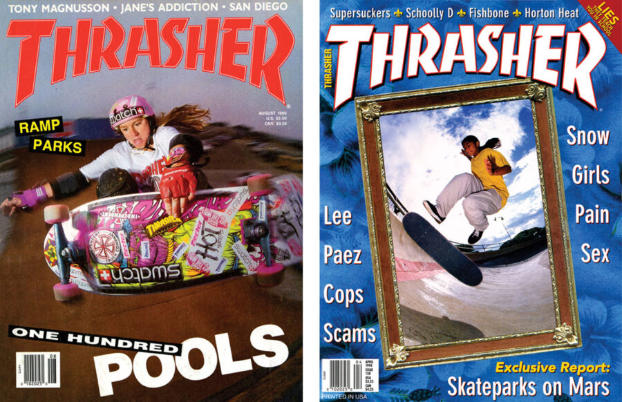 Thrasher Magazine covers from 1989 and 1994 featuring the first female pro skateboarders to adorn the publication, Cara-Beth Burnside and Jaime Reyes | NBD Archive Interview | Slam City Skates