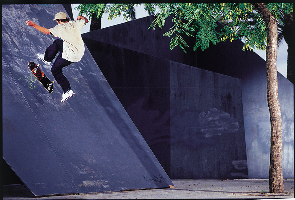 Paul Shier 360 flips on a metal bank before a wooden bench was added shot by his housemate Oliver Barton