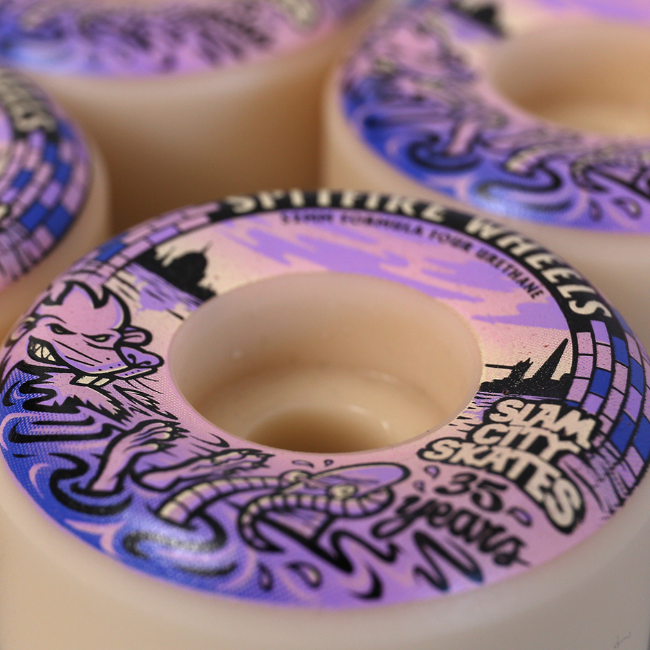 A closer look at Jeremy Jones' handiwork on our Spitfire x Slam City Skates Formula Fours