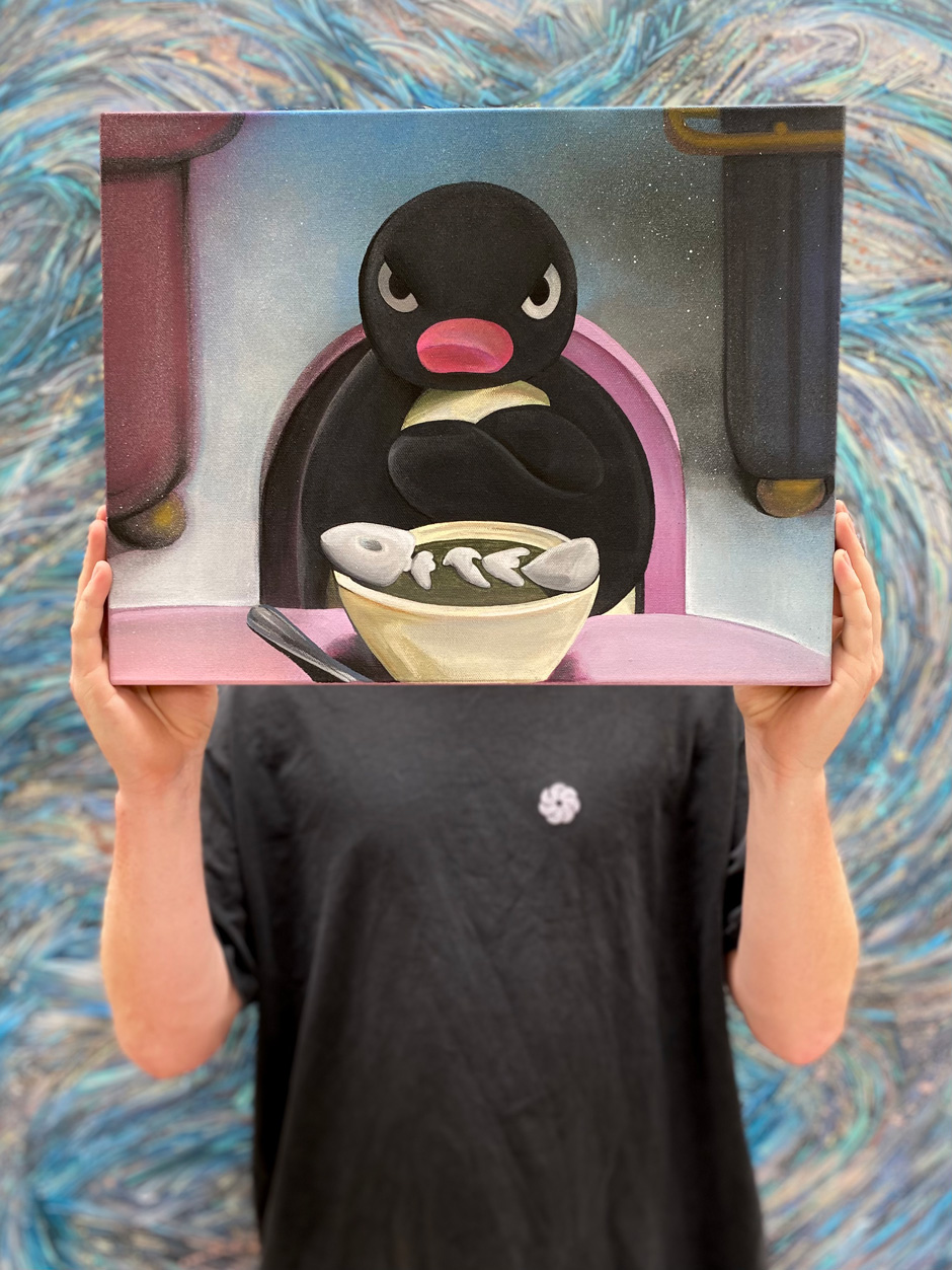 Alternative Pingu portrait, canvas by Jeremy Jones