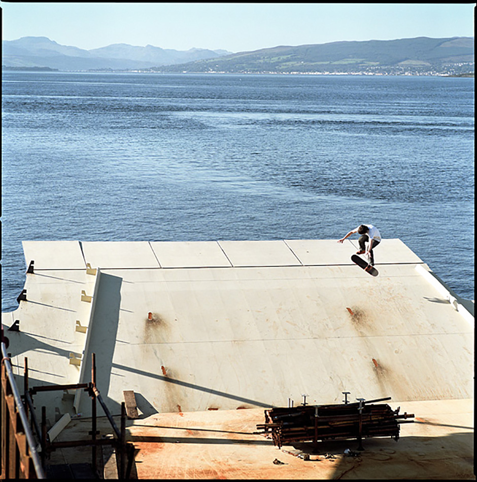 Olly Fakie 360 flips on a boat which would end up as his second cover of Document. Photo by Sam Ashley
