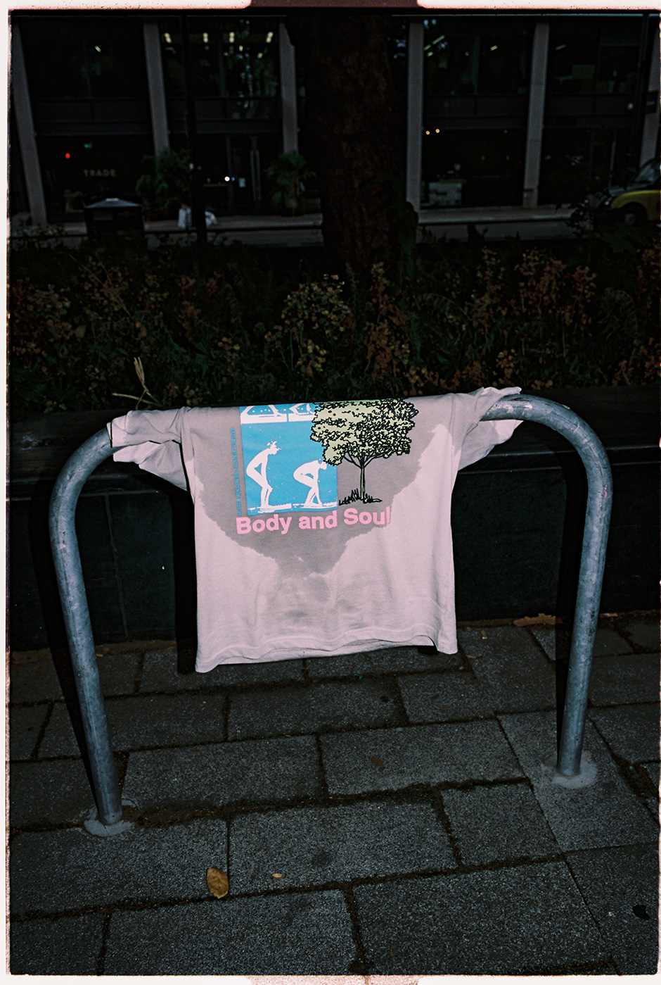 Body and Soul T-Shirt from the Butter Goods x Slam collaboration drying out after a hard days work