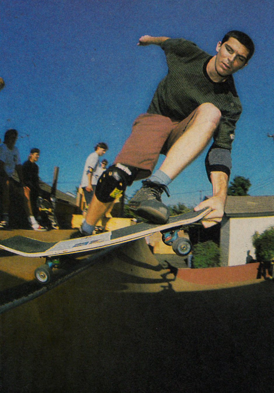 Neil Blender does a fakie sweeper at Al's Ramp in 1989. Shot by Christian Kline