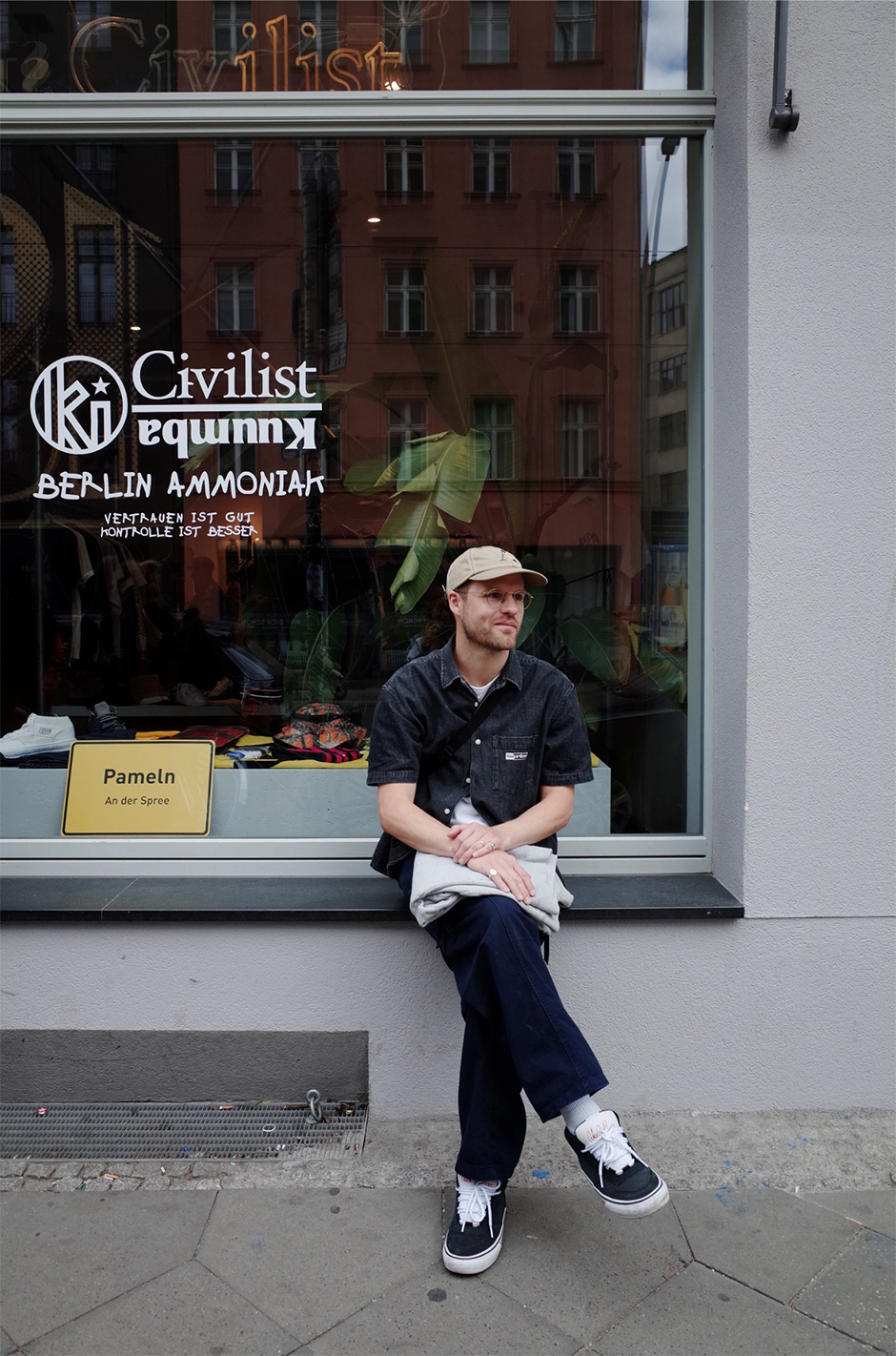 Dave checking in with key accounts. Outside Civilist in Berlin