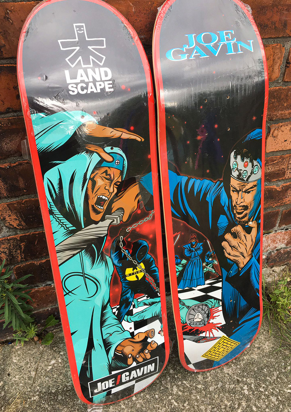 Joe Gavin's two 'Liquid Swords' pro boards. One for Landscape and the second half for The National