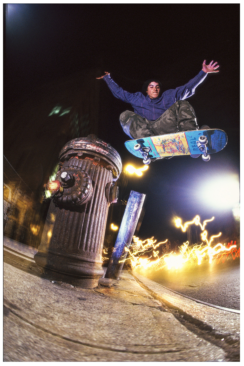 Quim Cardona switch 180 pole jams in NYC in 1996 and Benjamin Deberdt captures it. Joe Gavin's fav photo for his Slam City Skates Visuals interview