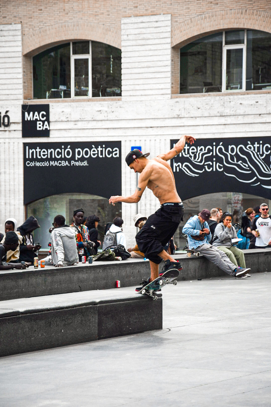 Nollie Frontside Crooked grind at MACBA. Photo by Indy Makkinje
