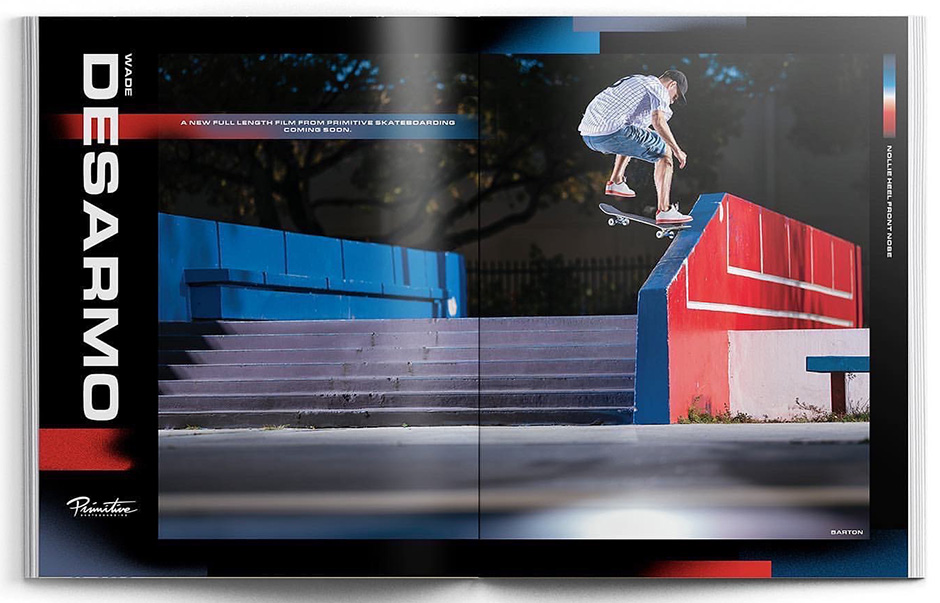 Wade Desarmo Nollie Heelflip Frontside Noseslide advert for DEFINE. Photo by Oliver Barton