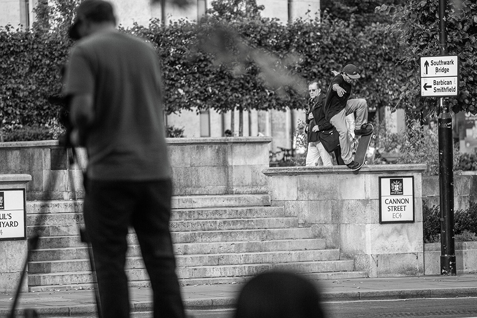 Kevin Parrott in the foreground filming Eniz Fazliov for what would become the Euro Stokes video