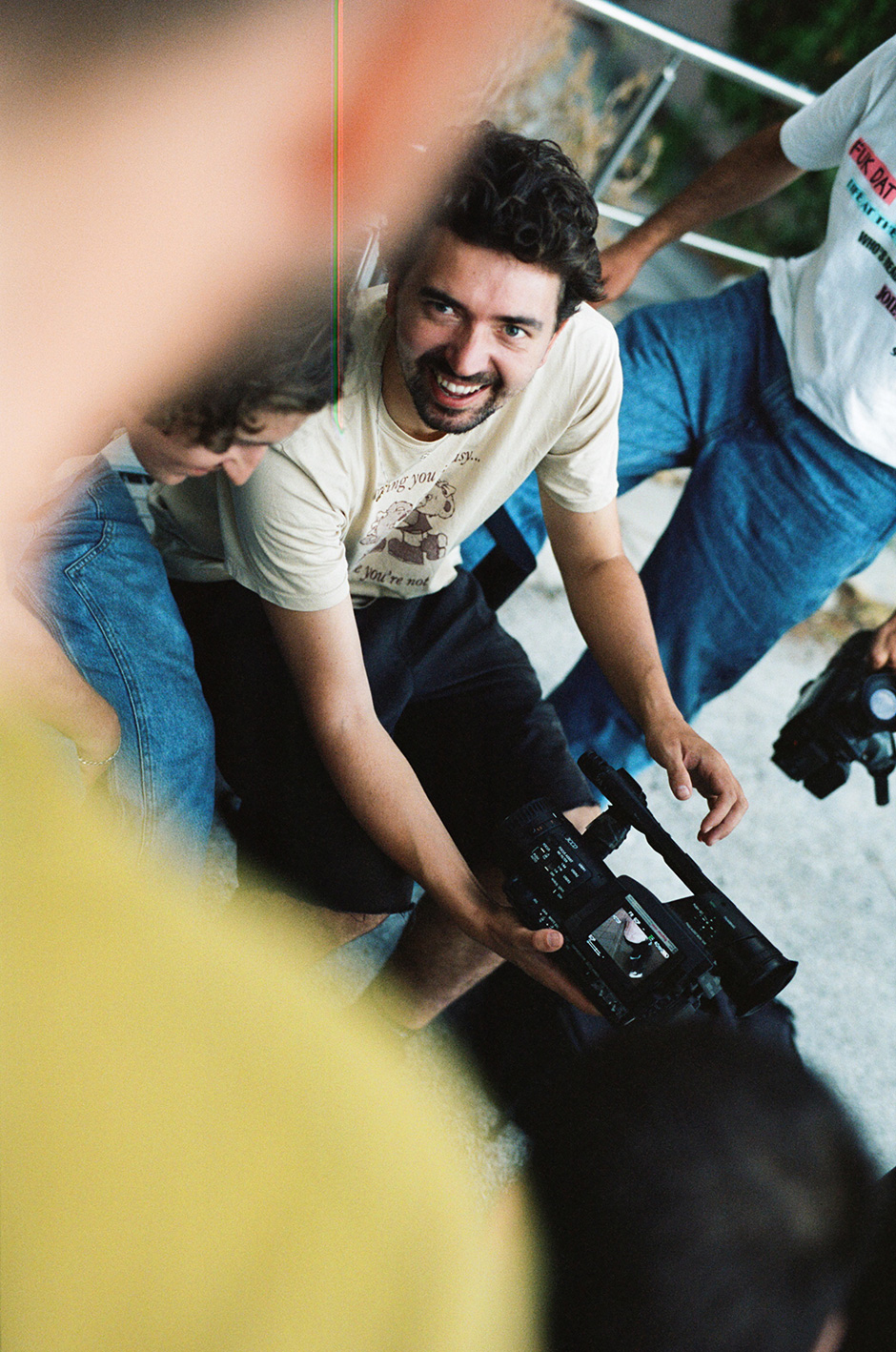 Will Miles showing Jack O'Grady the latest visuals captured shot by James Griffiths