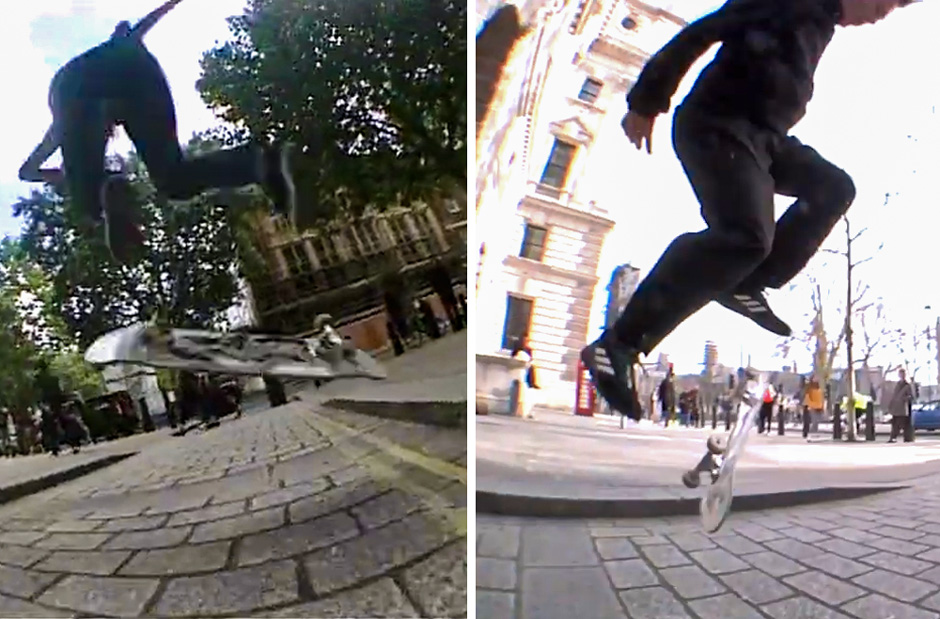 Nick Jensen and Mike Arnold in the middle of two mental manoeuvres over Westminster road gap