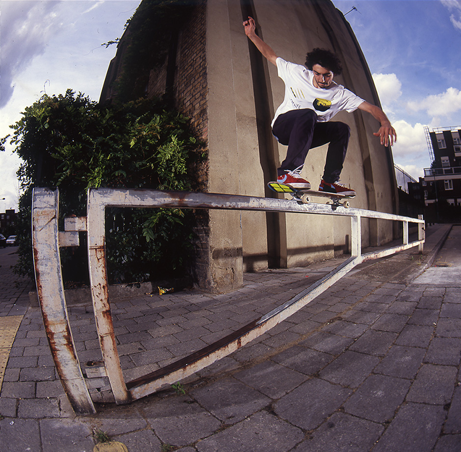 Nick Boserio backside 50-50's on his first trip to London. Photo by Dave Chami