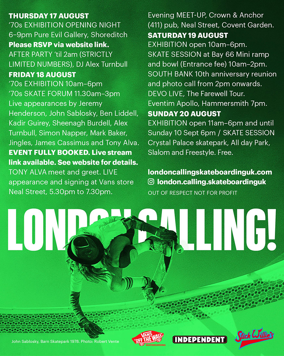 This is the four-day London Calling Event timetable