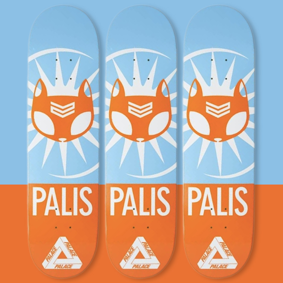 Palace Skateboards 'Palis' deck from 2015, a homage to a Josh Kalis Alien Workshop graphic by Don Pendleton, This was Jack Brooks' graphic pick for his 'Visuals' interview