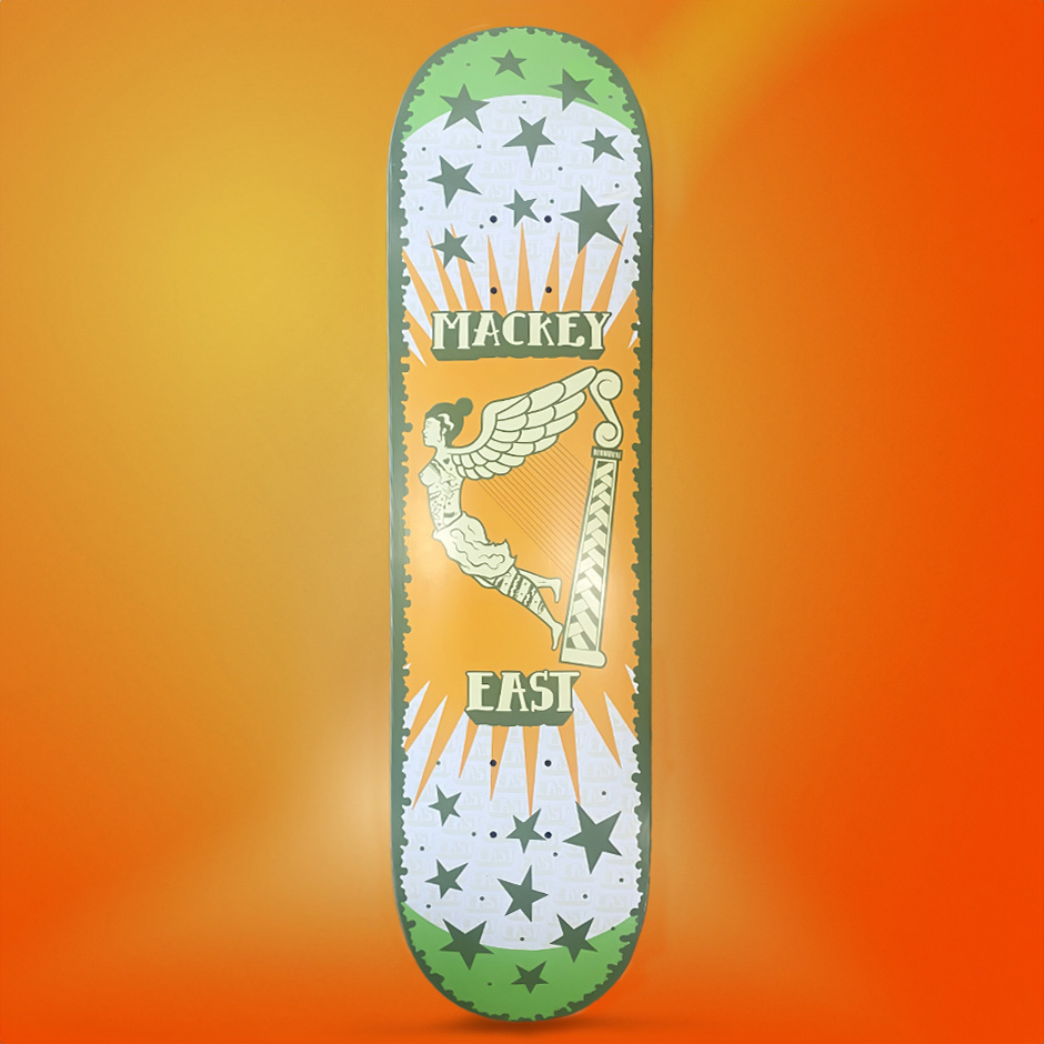 This is the first and only Dave Mackey pro board for East skateboards designed by Kev Grey, This was Korahn Gayle's graphic pick for his 'Visuals' interview