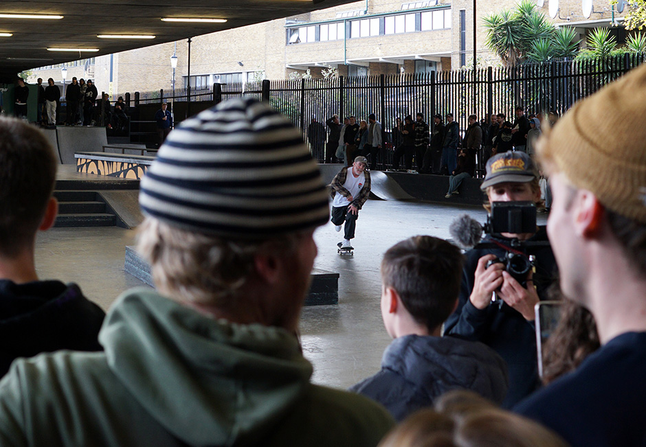 National treasure Dave Mackey skating at the demo