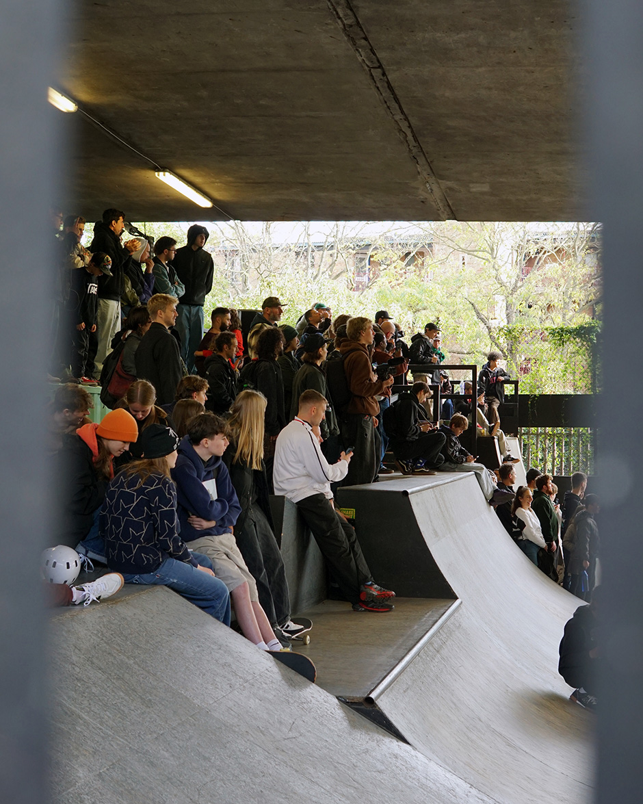 East to West, crowds underneath the Westway at BaySixty6 Skatepark