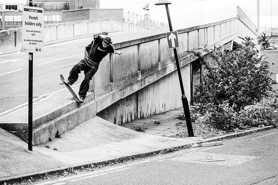 Ville Wester makes quick work of a bluntslide, a pigeon centresitself in the frame, Rich West captures the magic
