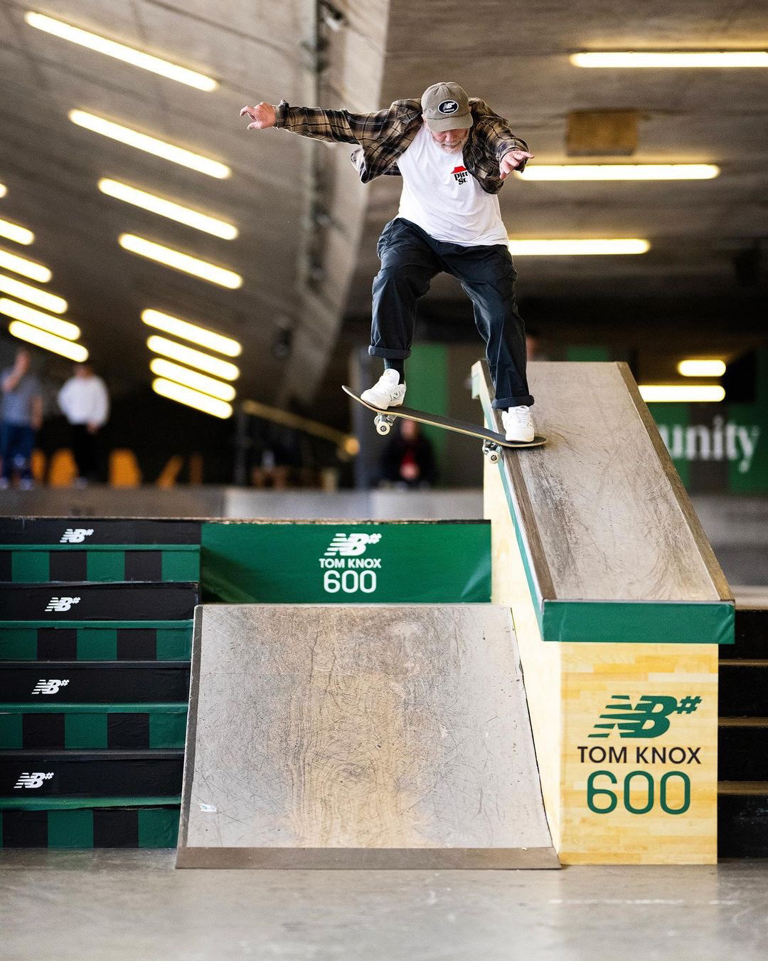 Dave Mackey noseslides at the New Balance Tom Knox launch at BaySixty6 skatepark. PH: Jake Darwen