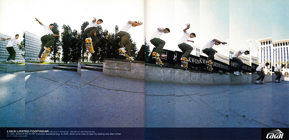This sequence of Scott Johnston ran as a Lakai advert at the start of the company. It was shot by Mike Ballard