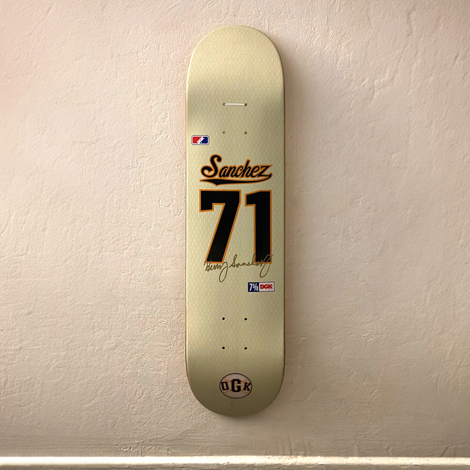 Rare Henry Sanchez DGK deck from the first ever drop of boards hanging on Jack's wall. This was Jack Curtin's board graphic pick for his 