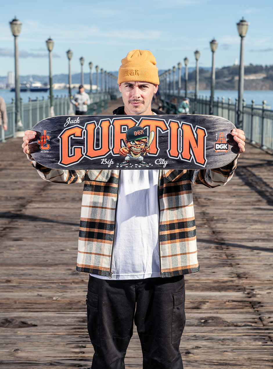 Jack Curtin at Pier 7 setting up his new board for DGK before getting down to work shot by Liam Annis