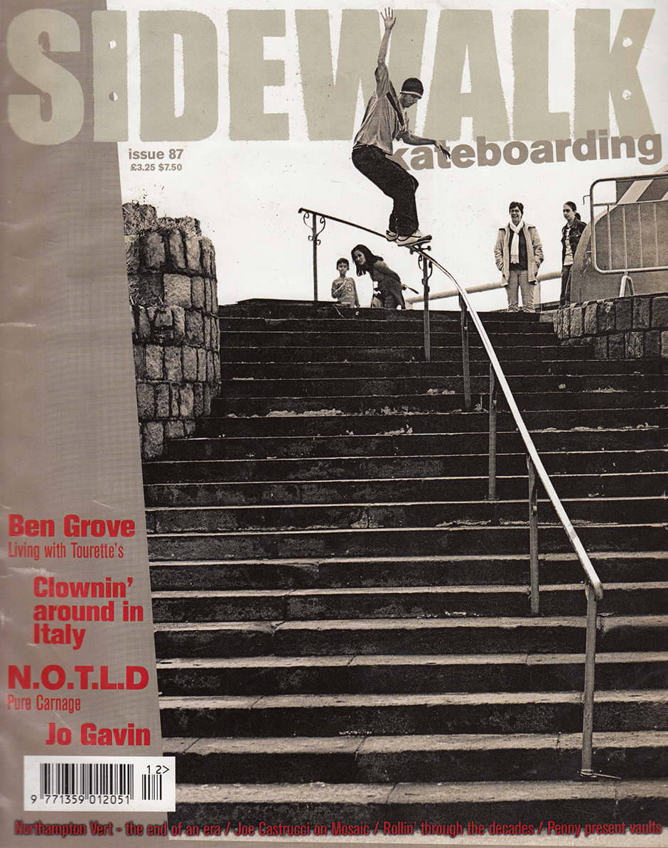 Chris Oliver 50-50s a terrifying rail in Sorrento for Andy Horsley's lens in 2003. This ran as a Sidewalk magazine cover. This was Charlie Munro's photo pick for his 