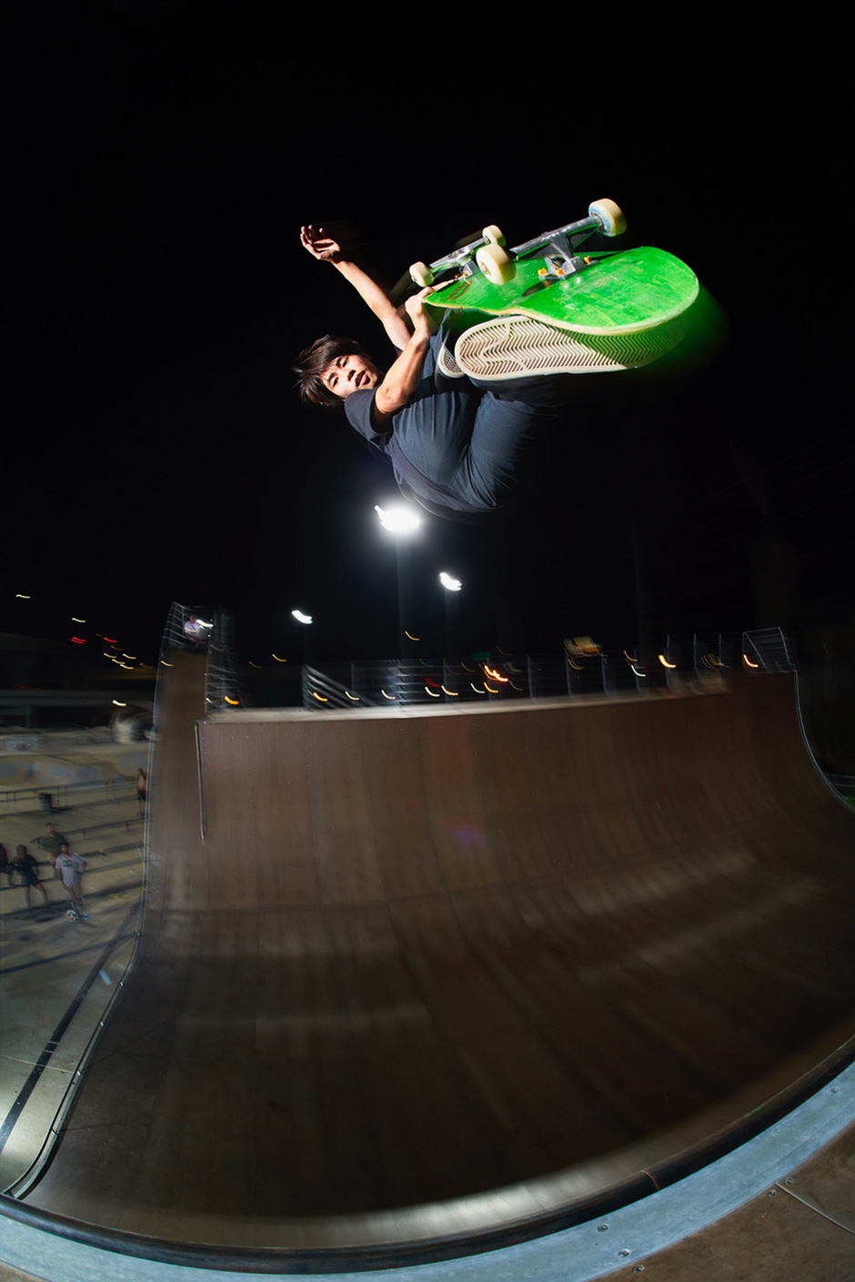 Yuto Horigome floating a padless Lien Air on a vert ramp in Louisville for Ben Colen's lens