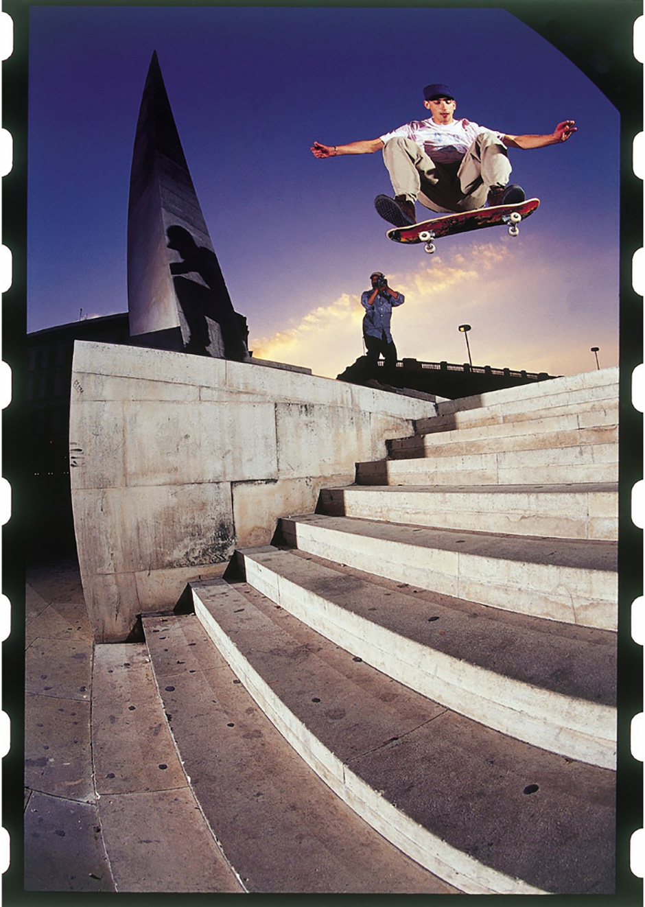 Toby Shuall's frontside nollie heelflip down the London Bridge Ten shot by Oliver Barton