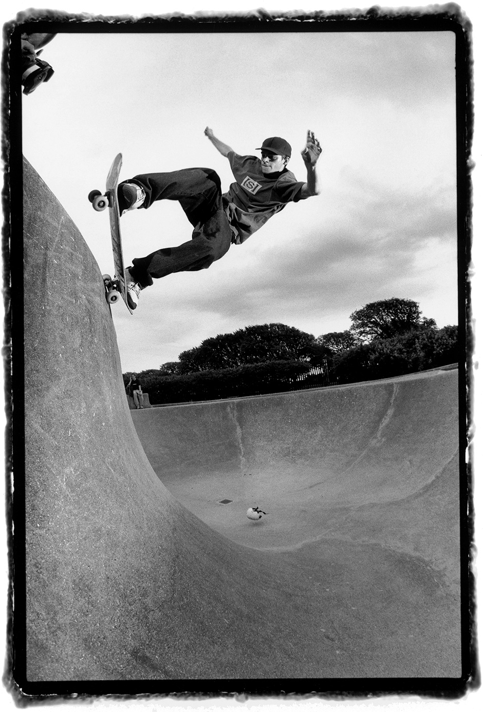 Mattias Nylen Maydays in the Southsea snake run. Photo shot by Richie Hopson and selected for his Slam City Skates 5000 Words interview
