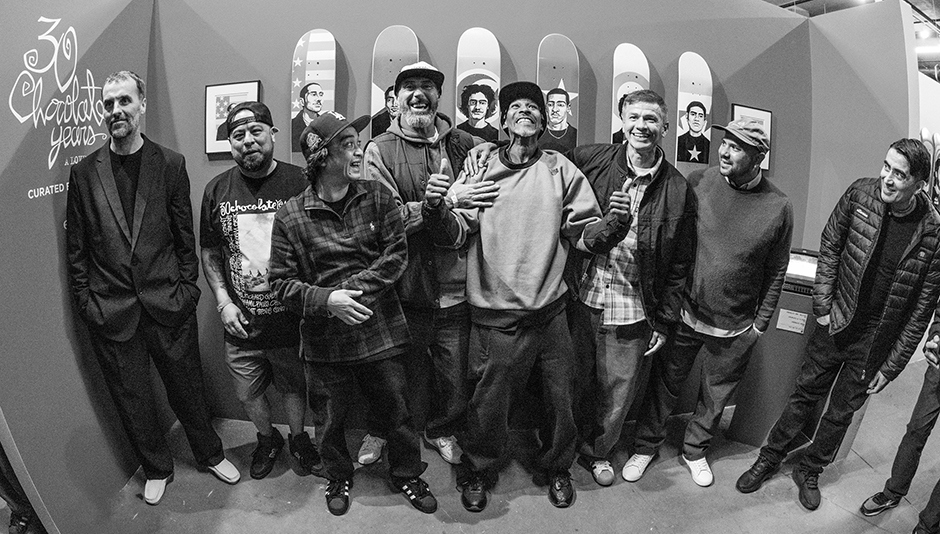 Gino Iannucci and the rest of the OG Chocolate Skateboards squad at teh recent DeckAid show