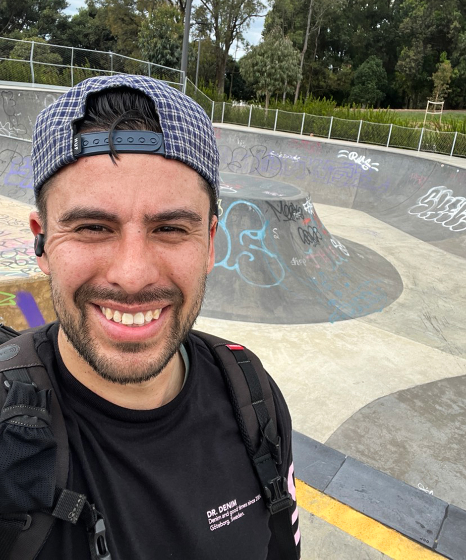 Skateboard Strength creator Dan Bardallo at the Sydney skatepark that started his journey