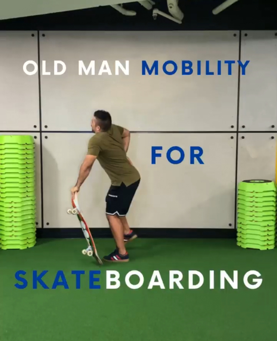 The first Skateboard Strength Instagram post tailored to improved mobility for older skaters
