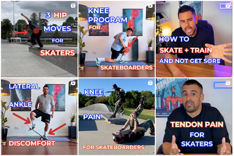 An overview of the clearly labelled Skateboard Strength Instagram where all of your questions can be answered