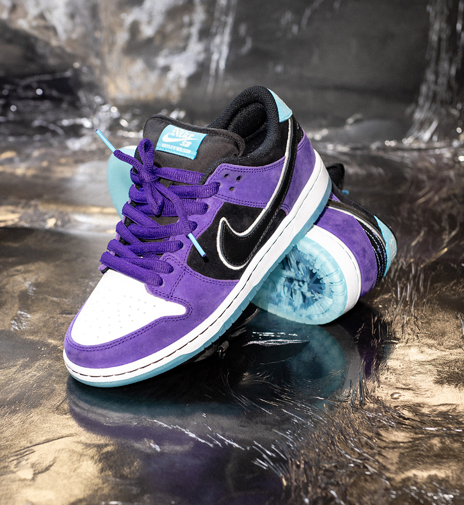 Hayley Wilson's signature Dunk Low from Nike SB on the chair at Man's Ruin tattoo studio shot by Bryce Golder