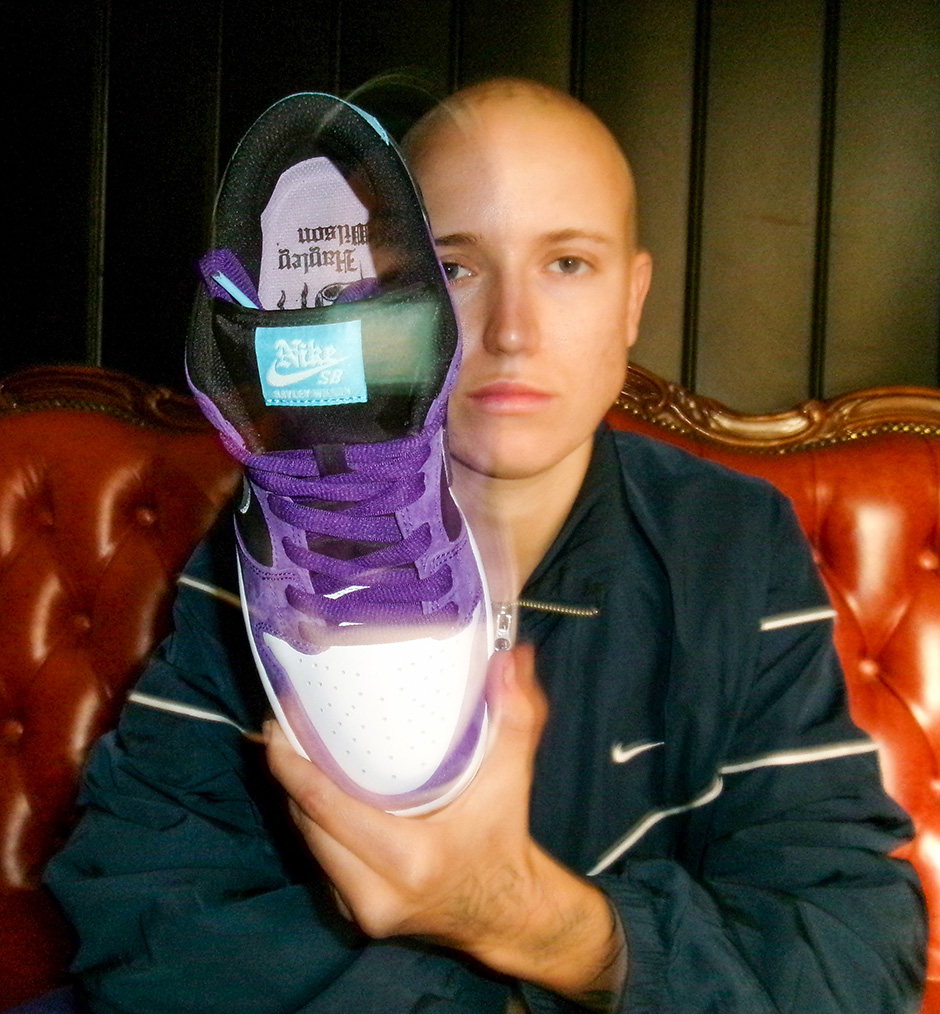 Hayley Wilson at home with her new signature Dunk Low from Nike SB