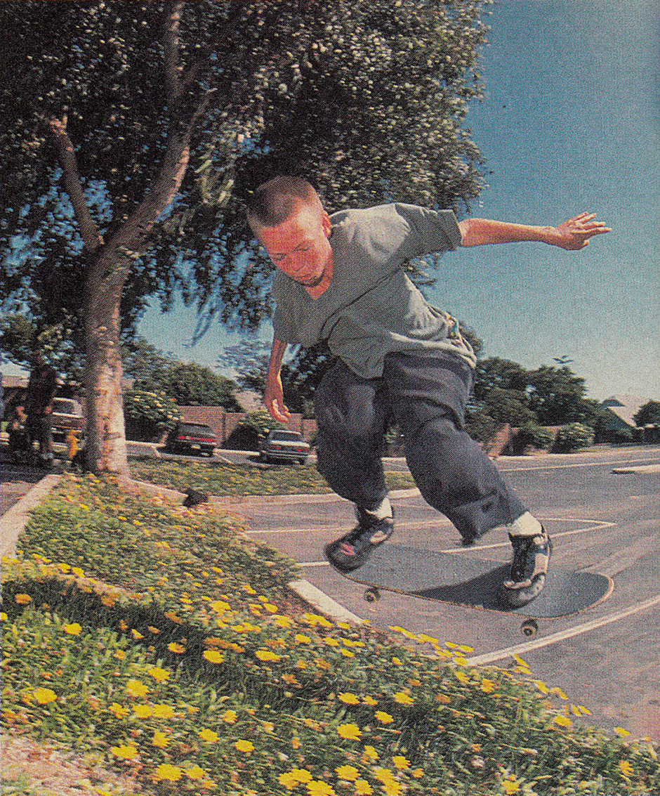 Andrew Reynolds' first appearance in Thrasher was this backside ollie shot by Bryce Kanights in 1992
