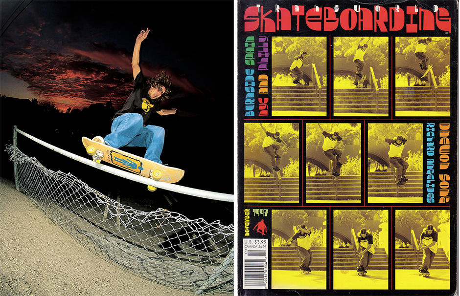 50-50 at night with a fiery sunset shot by Lance Mountain and Guy's TWS cover shot by Chis Ortiz