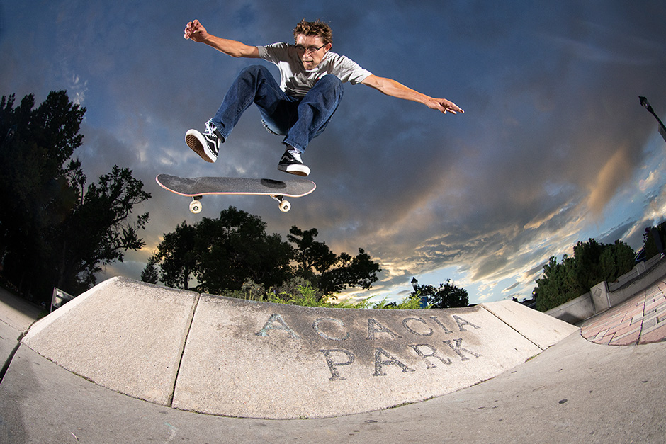 Diego Todd kickflips at Atiba's OG stomping ground in Colorado Springs. Photo shot by Atiba Jefferson and selected for his Slam City Skates 5000 Words interview