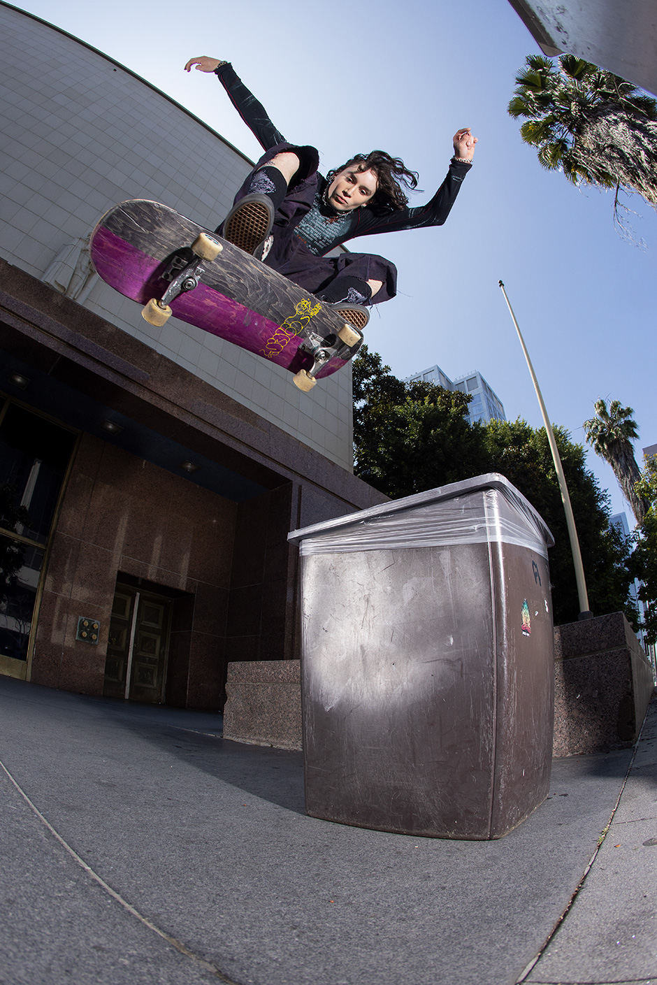 Efron Danzig floating a very 90s looking heelflip in 2024. Photo shot by Atiba Jefferson and selected for his Slam City Skates 5000 Words interview